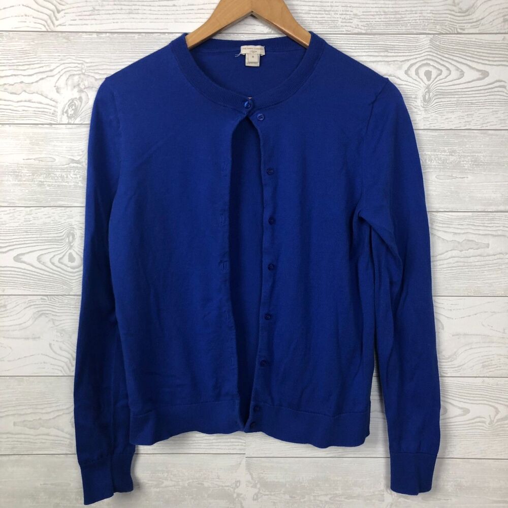 J Crew Women's Medium The Caryn Cardigan Button Front Sweater Long Sleeve Blue